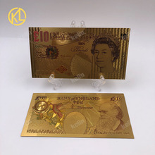 100 pçs/lote colorido folha de ouro rainha britânica notas de plástico 10 libras nota para a coleção ou presentes do negócio 2024 - compre barato