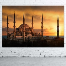 Quadros decorativos religiosos sultão ahmed mesquita imagem impressa lona pano arte da parede cartaz para a decoração do quarto 2024 - compre barato