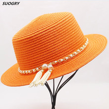 SUOGRY 2018 Summer Ladies Fedoras Straw Hat Panama Fedora Jazz Women Wedding Hats Trilby Boater Hat Chapeu Sombreros Church Hat 2024 - buy cheap