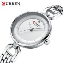 CURREN-Reloj de pulsera de cuarzo para mujer, accesorio de pulsera resistente al agua con correa de acero inoxidable, cristal blanco plateado 2024 - compra barato