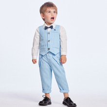 2019 New Spring Infant Boys Suits Blazers Suits Clothes Vest Shirt Pants 3pcs Wedding Formal Party Plaid Baby Kids Boy Outerwear 2024 - buy cheap