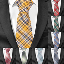 Corbatas informales a cuadros para hombre, corbatas de algodón ajustadas para hombre, de negocios, de 6cm de ancho 2024 - compra barato