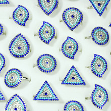 50 шт. Новые популярные винтажные синие кристаллы женские Кольца Лот для женщин женские anel Кристаллы ювелирные изделия Высокое качество LR4106 2024 - купить недорого