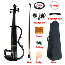 Violino de arte elétrica, acessório de ébano sólido preto, colorido, 4/4 instrumentos musicais com/sem caixa 2024 - compre barato