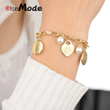 ELSEMODE-pulsera ajustable de acero inoxidable para mujer, abalorio de brazalete con la Virgen María, corazón, Jesús, moneda, perla, 316 L, joyería 2024 - compra barato