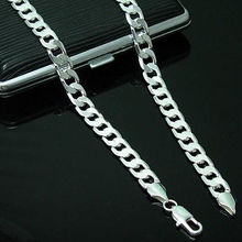 Collar de cadena de eslabones para mujer, bañado en plata, 4mm, 16, 18, 20, 22 y 24 pulgadas, color plata, joyería, venta al por mayor 2024 - compra barato