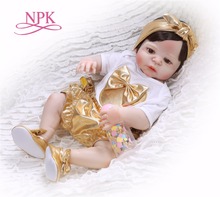 Npk, boneca de corpo inteiro de silicone 55 cm, boneca reborn, vida real, boneca de princesa dourada, presente para crianças, natal, entrada 2024 - compre barato