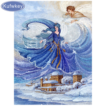 Diy 5d Diamond Painting Cross Stitch snow girl/fairytale/castle/winter Needlework Rhinestone Diamond Embroidery Mosaic B24 2024 - buy cheap