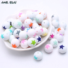 MHS.SUN 15MM Food grade star pattern silicone beads loose round teethers beads for baby infant nursing necklace chewable toy 2024 - buy cheap