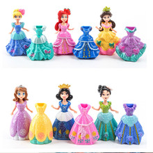 Disney-figuras de acción de princesas de sirena, 12 unids/lote, Sofía, Bella, el mejor regalo 2024 - compra barato
