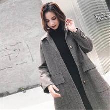 2019 autumn and winter new ladies fashion loose retro long woolen coat 2024 - buy cheap