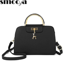 SMOOZA Fashion Handbag New Women Leather Bag Large Capacity Shoulder Bags Casual Tote Striped Top-handle Hand Bags Deer Decor 2024 - buy cheap