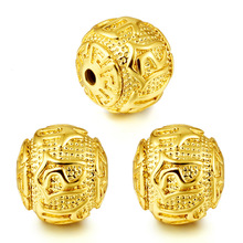 2pcs 3D hard gold Vietnam Shajin six-word mantra gold beads accessories handmade DIY accessories loose beads long fade 2024 - buy cheap