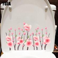 Yoja adesivo de parede para quarto feminino com ramos de flor de pêssego, 22.6x14.2cm, decoração de banheiro 2024 - compre barato