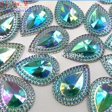 Strass costura à mão resina azul pedras e cristais 18x25mm cristal strass para costura em acessórios roupas artesanato de festa 2024 - compre barato