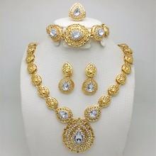 Fashion African Costume Jewelry Sets Brand Gold Color Crystal Wedding Women Bridal Accessories nigerian jewelry set for women 2024 - buy cheap