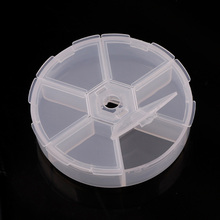 1Pc 6 Grids Round Empty Box Case Nail Art Container Storage Organizer Wheel Bead Tips Display Jewelry Rhinestone Glitter 2024 - buy cheap
