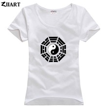 Bagua chino-Camiseta Taiji Pa Kua yin yang para parejas, ropa de mujer con cuello redondo de algodón de manga corta 2024 - compra barato