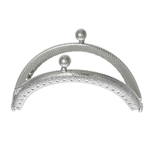 DoreenBeads Metal Frame Kiss Clasp  For Purse Bag dull silver color Round Ball Pattern(Open Size:10.7cm x8.5cm)8.5cm x6cm,5 PCs 2024 - buy cheap