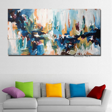 professional aritist hand painted Canvas Abstract Oil Painting By Omar Obaid Blue Modern Canvas oil Painting Home Decor wall Art 2024 - buy cheap