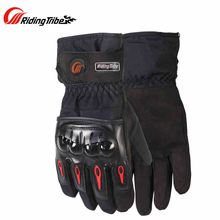 Водонепроницаемые зимние мотоциклетные перчатки, теплые кожаные перчатки из микрофибры для катания на лыжах, гоночные Мотоциклетные Перчатки 2024 - купить недорого