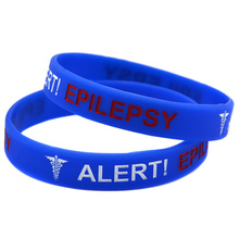 Pulsera de goma de silicona con alerta de epilepsia, 1 unidad OBH, grabada y rellena de Color 2024 - compra barato