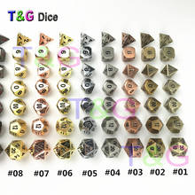 T & G 7 шт совершенно новые различные металлические игральные кости-кубики набор плюс железные коробки D4 -D20 оптом для Dados Rpg D & d настольная игра победитель 2024 - купить недорого