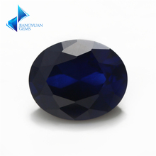 Gemas azules para joyería, tamaño 3x5 ~ 10x12mm, piedra ovalada de forma sintética, zafira-e, Corindón sintético 2024 - compra barato