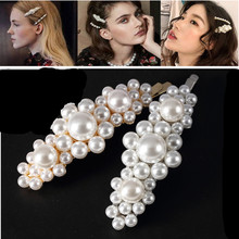 1Pcs Fashion Handmade Pearl Flower Hair Clip Barrettes Women Girl Pearl Hairpins Silver & Gold Edge Clamp Hair Styling Jewelry 2024 - buy cheap