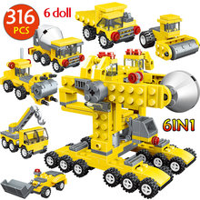 6 In 1 Children's Educational Building Blocks Toy Compatible Engineering Truck City Car Vehicle Team Bricks For Boys 2024 - buy cheap