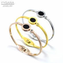 FYSARA Black White Shell Round Bangle For Women Couple Jewelry  Roman Numerals Bracelet & Bangles Luxury Brand Cuff Bracelets 2024 - buy cheap