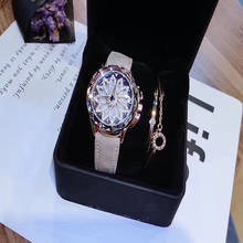 Mashali Genuine Leather Watch Fashion luxury Women Quartz Watches Shining Rotation Dress watch Big Diamond Clock relojes mujer 2024 - buy cheap