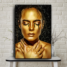 Nude African Art Black and Gold Woman Oil Painting on Canvas Cuadros Posters and Prints Wall Art Picture for Living Room Decor 2024 - buy cheap