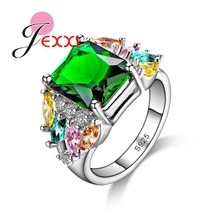 New Arrival Square Cut Big Clear Green Crystal Women Wedding Engagement Rings Fashion  Silver High Quality Jewelry 2024 - buy cheap