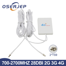 2 * ts9 4g lte pannel antena conector 3g 4g roteador anetnna + 2m 3m 5m conector para huawei 3g 4g lte roteador modem antena 2024 - compre barato