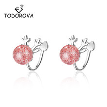Todorova Strawberry Crystal Garnet Bead Antler Clip on Earrings Without Piercing Small Earring for Women Jewelry No Ear Hole 2024 - buy cheap