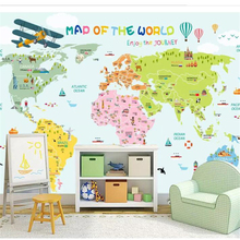 Wellyu papéis de parede decoração da sua casa papel de parede personalizado mapa do mundo dos desenhos animados fundo para o quarto das crianças tapiz tapeta 2024 - compre barato