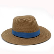 Sombrero de paja para hombre y mujer, sombrero de paja elegante para exteriores, ala ancha, playa, Panama, Gángster 2024 - compra barato