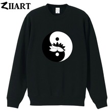 Moletom de algodão masculino com lã lótus yin ba yang gua 2024 - compre barato