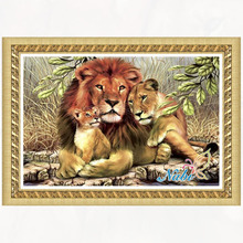 animals lion full gear 3d diy rhinestone 4185R - Round Diamond embroidery cross stitch diamond mosaic painting 2024 - buy cheap