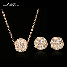 DFS193 Statement Lucky Ball AAA+Cubic Zirconia Necklaces & Pendants Earrings Rose Gold Color Wedding Jewelry Sets For Women 2024 - buy cheap