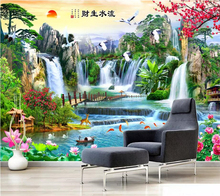 Beibehang papel de parede personalizado 3d mural paisagem chinesa água e televisão adesiva decoração de parede pintura de fundo de parede foto 2024 - compre barato