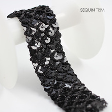 Braided Black Sequin 5row Fabric Trimming Sew on Applique Decorated Lace Ribbon Trim Sewing Supplies for Craft Cloth 20yard/T790 2024 - buy cheap