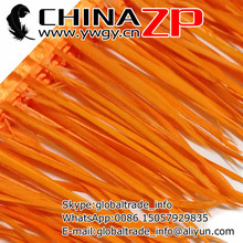 CHINAZP Factory Wholesale and Retail 10yards/lot Good Quality Dyed Orange Stripped Goose Boits Feathers Trim 2024 - buy cheap