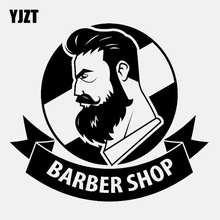 Yjzt 14cm * 12.6cm barbeiro corte de cabelo homem salão vinil preto/prata carro adesivo C22-0021 2024 - compre barato