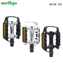 WELLGO M248 MTB Bike Pedals Aluminum Alloy Mountain Bicycle Bearing Pedal Parts DU Peilin bearing with reflector Bicycle Parts 2024 - buy cheap