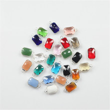 50pcs Wholesale 10x14mm birthstone rectangle crystal bezel murano glass beads connectors pendants for DIY jewelry making 2024 - buy cheap