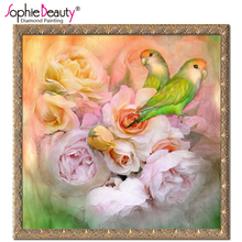 Diamond Embroidery Cross Stitch Crystal Full Square Diamond Set unfinisheded Mosaic Diy Diamond Painting Flower With Lover Bird 2024 - buy cheap