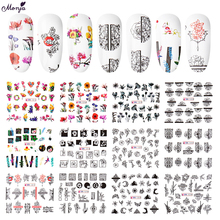 Наклейки для дизайна ногтей Monja, переводные наклейки из фольги с цветочным узором, слайдер, маникюрное украшение, инструмент для маникюра 2024 - купить недорого