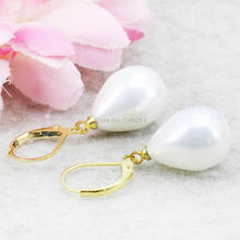 Shining Natural White Shell Pearl Earrings Ear Eardrop Water Tears Wedding Women Girls Gifts Jewelry making Design 12x16mm 2024 - buy cheap